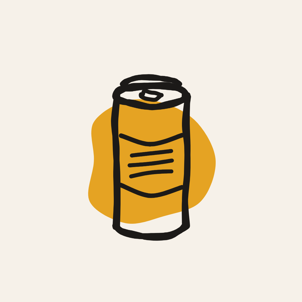 Hand-drawn illustration of a soda can